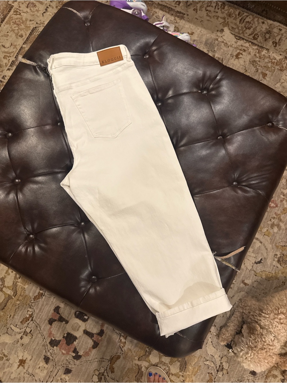 Eloquii Off-White Cropped High-Rise Jeans